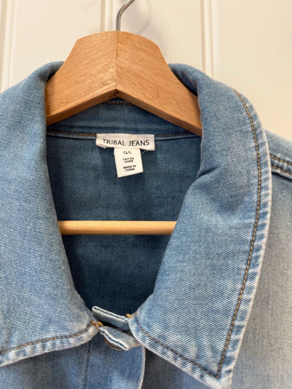 Tribal Light Blue Denim Jean Jacket with Chest Pockets - Picture 2 of 5